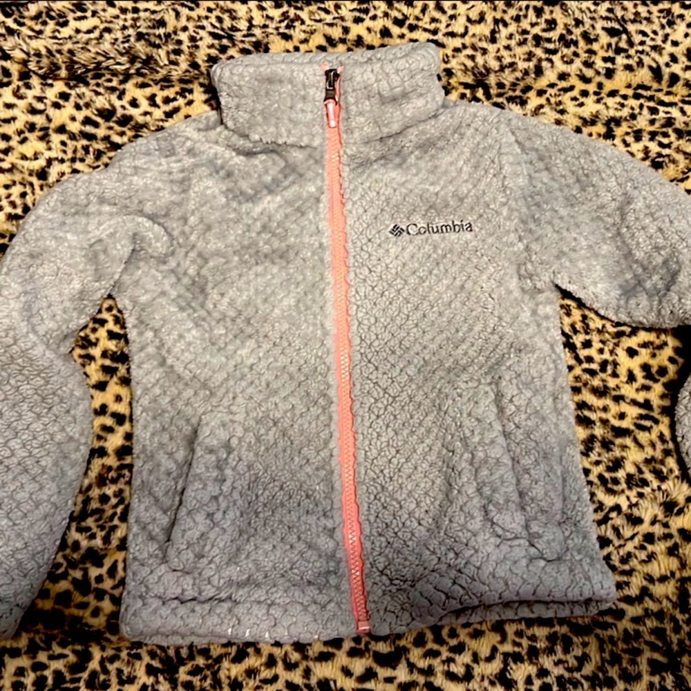 SOLD girls Columbia diamond pattern fleece jacket sz XS